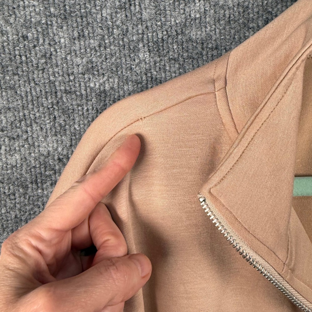 Totatuit Mens Medium Tan Full Zip Track Jacket Mock Neck Contrast Piping NWT - Picture 2 of 8